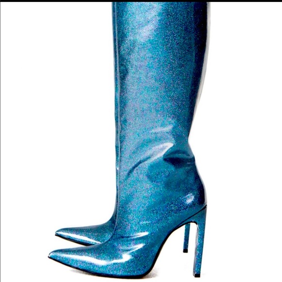AREA Signature 🔥 blue glitter boots - Picture 1 of 3